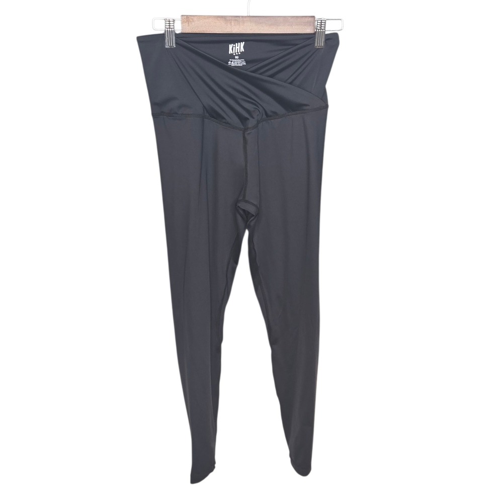 KiHK High Waist Crossover Yoga Leggings Recycled‎ Blend Athletic Womens Black L